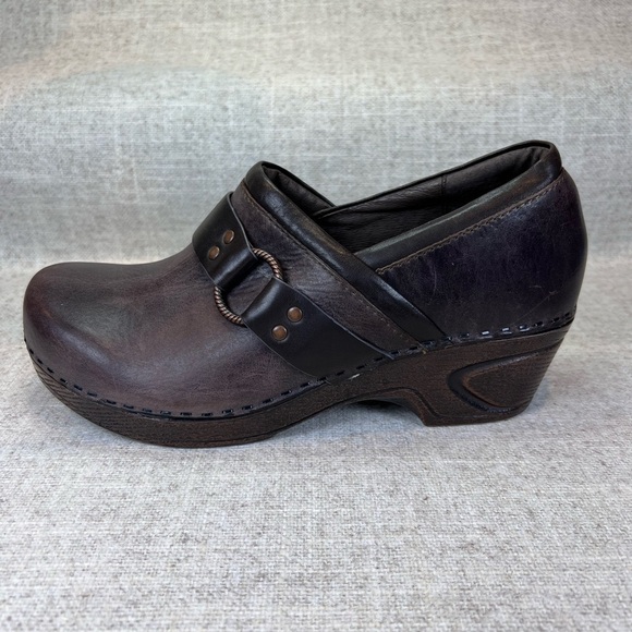 Sofft Berit brown leather slip on clogs shoes size 8M boho classic none slip - Picture 3 of 8